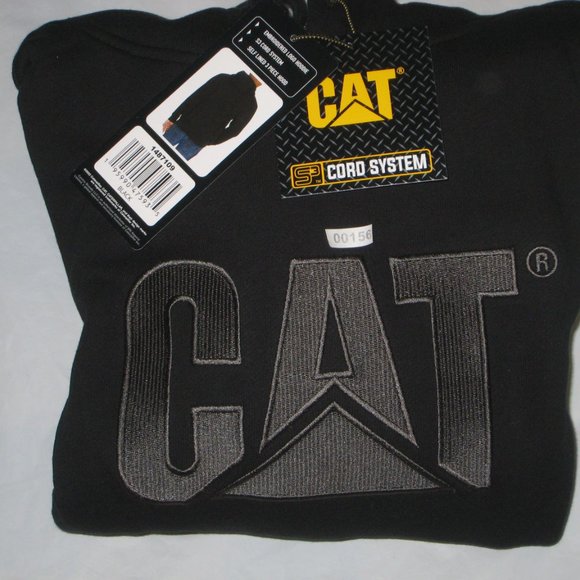CAT Hooded Sweatshirt Pullover Black Men's Embroidered Logo S3 Cord System Sz S - Picture 7 of 7